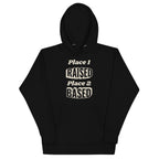 Raised Based personalised black hoodie