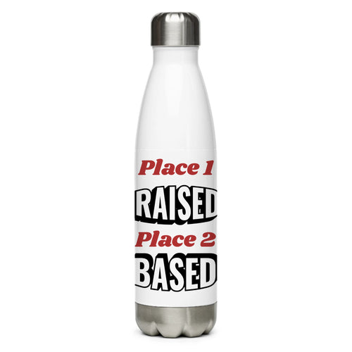 Raised Based personalised white water bottle – gift for someone who has moved