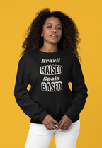 Black sweatshirt with Raised Based two-location print