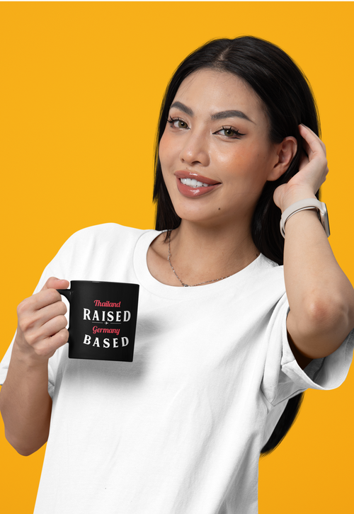 Black mug with Raised Based design – relocation gift idea