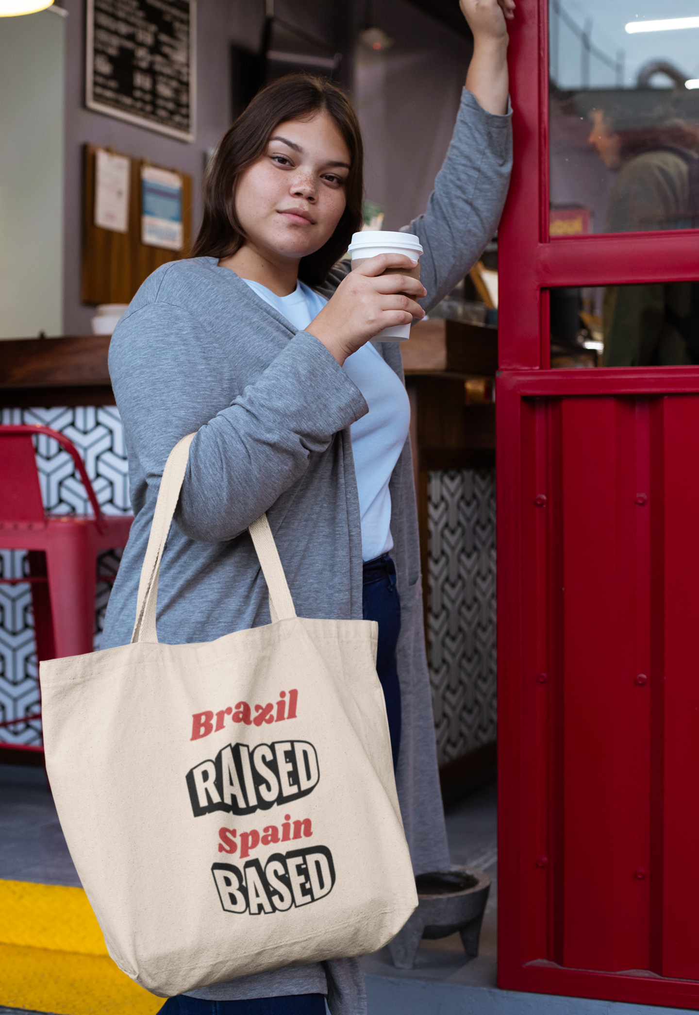 Canvas tote bag with Raised Based two-location design – moving gift idea