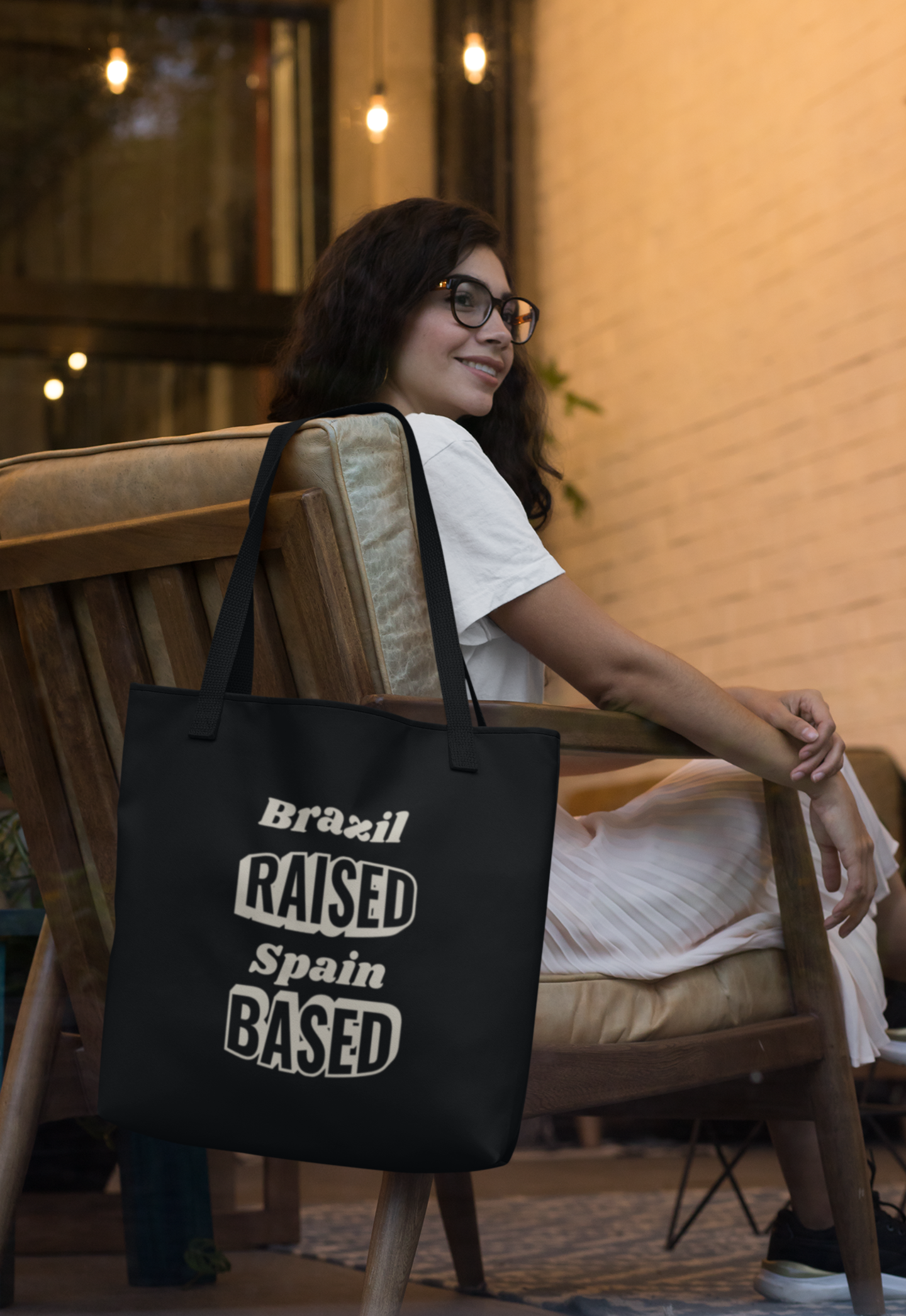 Black tote bag with Raised Based personalised print – thoughtful gift