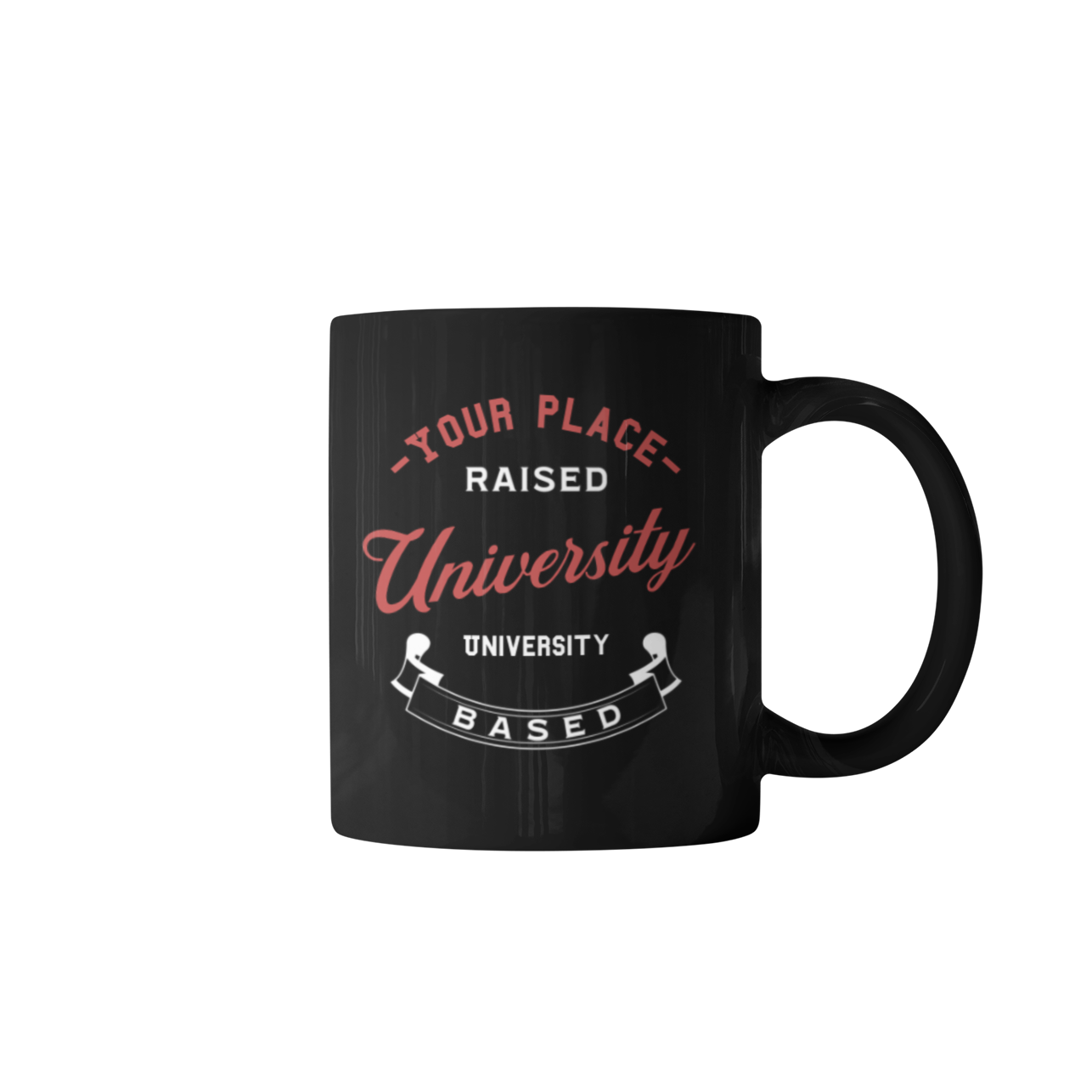 University Edition Personalised Black Glossy Mug