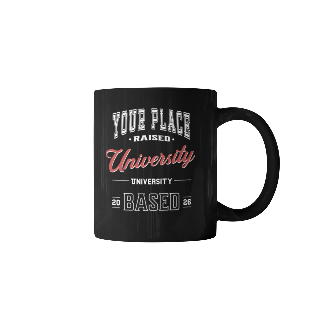 University Edition Personalised Black Glossy Mug
